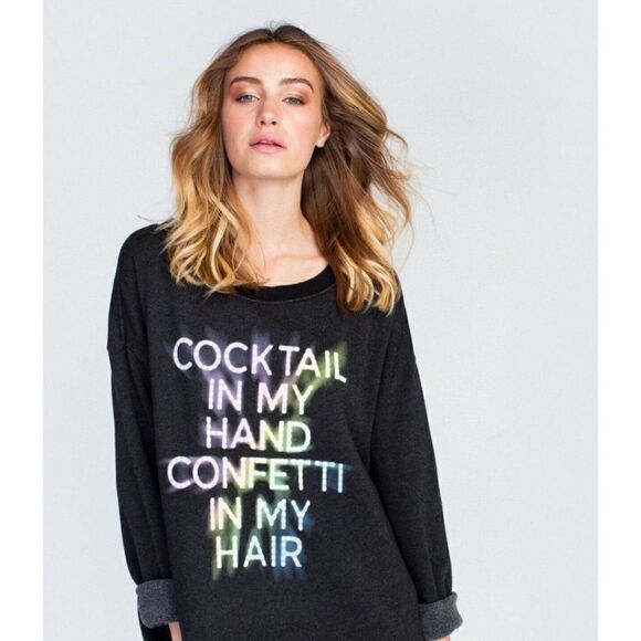 NEW Wildfox Sz S Jumper Sweatshirt Sweater Baggy Beach Confetti & Cocktails BBJ - Picture 4 of 8